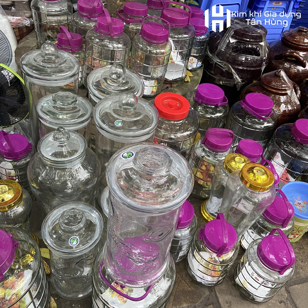Bình Ngâm Rượu 10Lít, 19Lít Có Hoa Văn Dáng Trụ Rồng - Không Van
