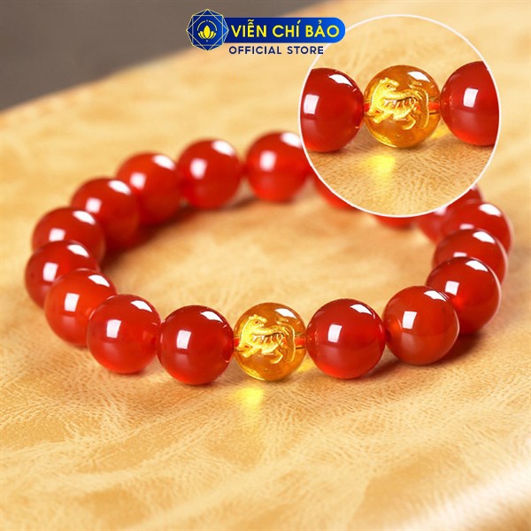 Vòng tay đá phong thủy 12 con giáp đỏ nam nữ chất liệu đá tự nhiên thời trang phụ kiện trang sức Viễn Chí Bảo V000075