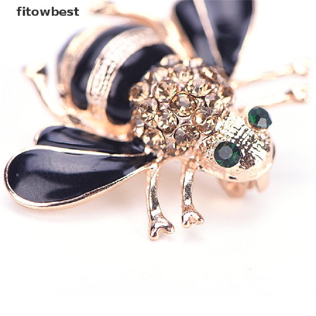 Ftvn Fashion Bee Brooch Elegant Gold Plated Crystal Rhinestone Party Brooch Jewelry QDD