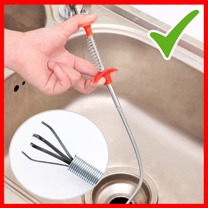 Dây thông tắc cống lò xo đa năng có đầu kẹp gắp rác tiện dụng