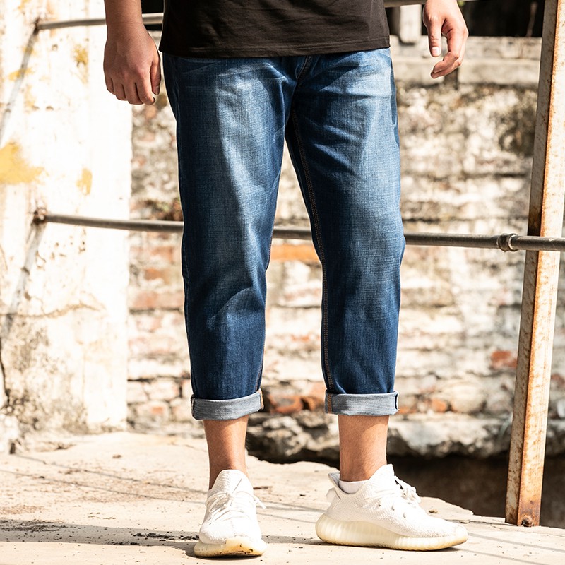 Quần Jeans Lửng Chất Liệu Co Giãn Size Lớn M-6xl / 2 Màu Tùy Chọn
