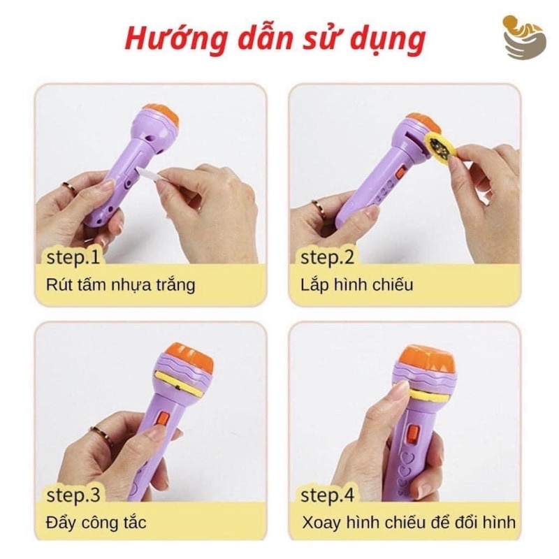 Đèn pin chiếu hình cho bé - gồm 80 hình đa chủ đề thú vị cho bé