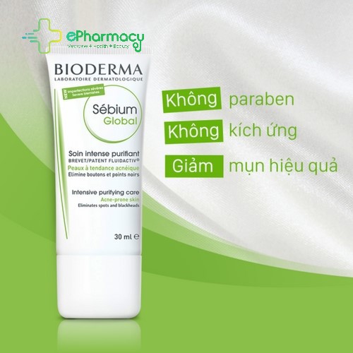 Bioderma Sebium Global - Kem Dưỡng Bioderma giảm mụn cho da dầu 30ml