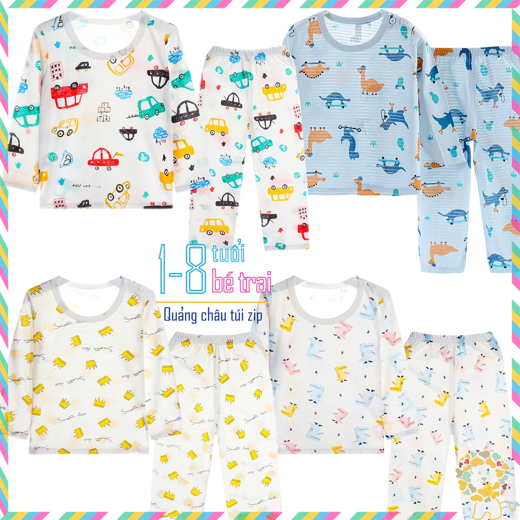 Quần áo dài tay trẻ em bộ ngủ nằm điều hoà cho bé chất cotton mịn bộ sợi tre thoáng khí mẫu mới 2022