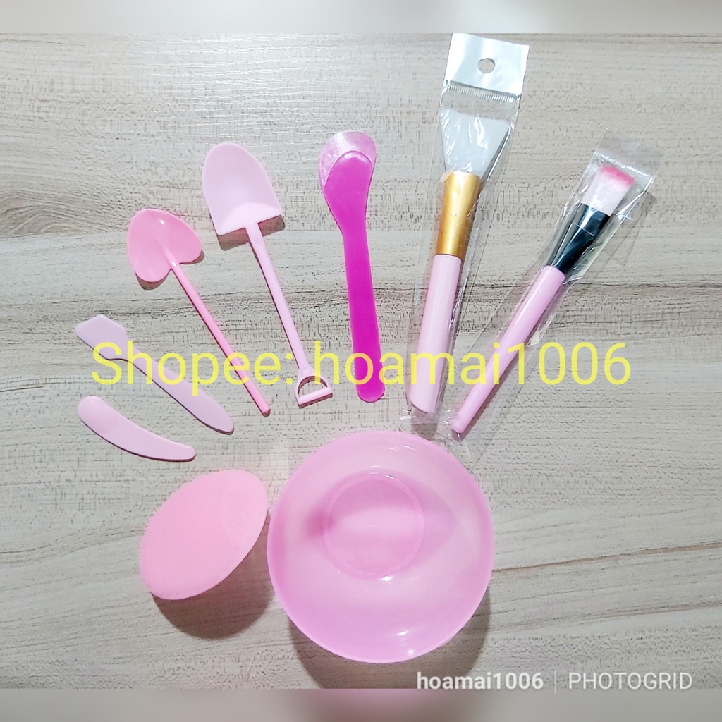 BỘ TRỘN MẶT NẠ (Bộ Chén Cọ Đắp Mask: bát trộn mặt nạ, cọ đắp mặt nạ, que quét mặt nạ và xẻng múc bột)
