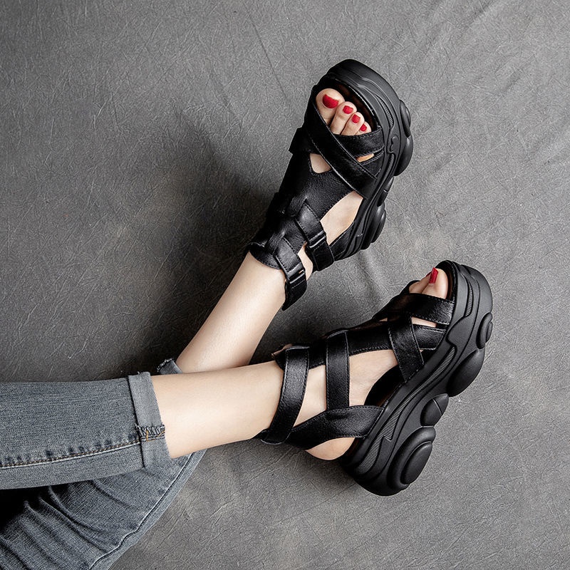 Giày sandal nữ đế xuồng dày phong cách La Mã cổ điển thời trang hè chống thấm nước