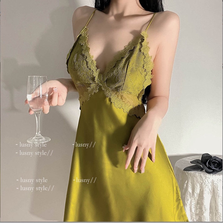 Váy ngủ sexy cao cấp có mút ngực Đầm mặc nhà gợi cảm quyến rũ