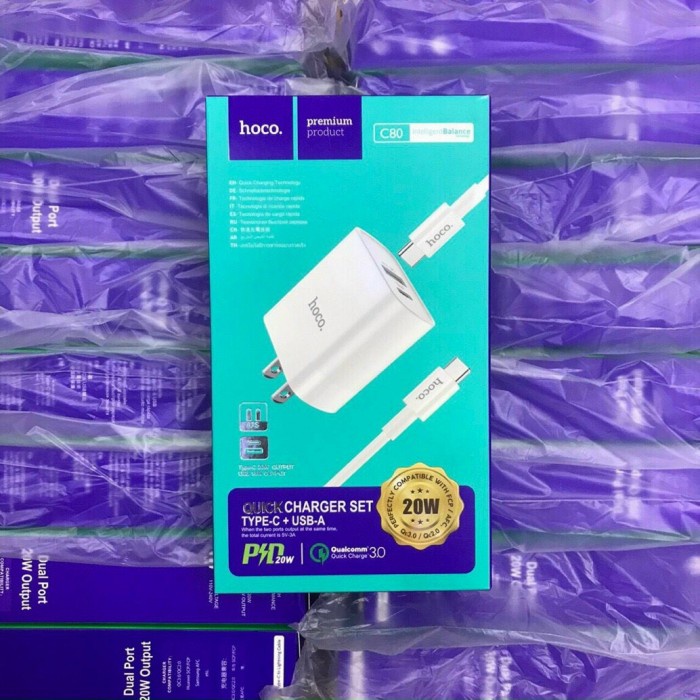 Bộ củ sạc nhanh 20W kèm dây - Hoco C80 TypeC to TypeC cho Android - SAMSUNG,OPPO...