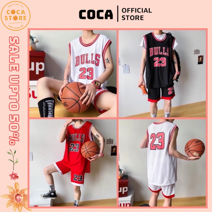 Set bộ thể thao bóng rổ chất lưới dưới 75kg Cocastore - Bulls 23