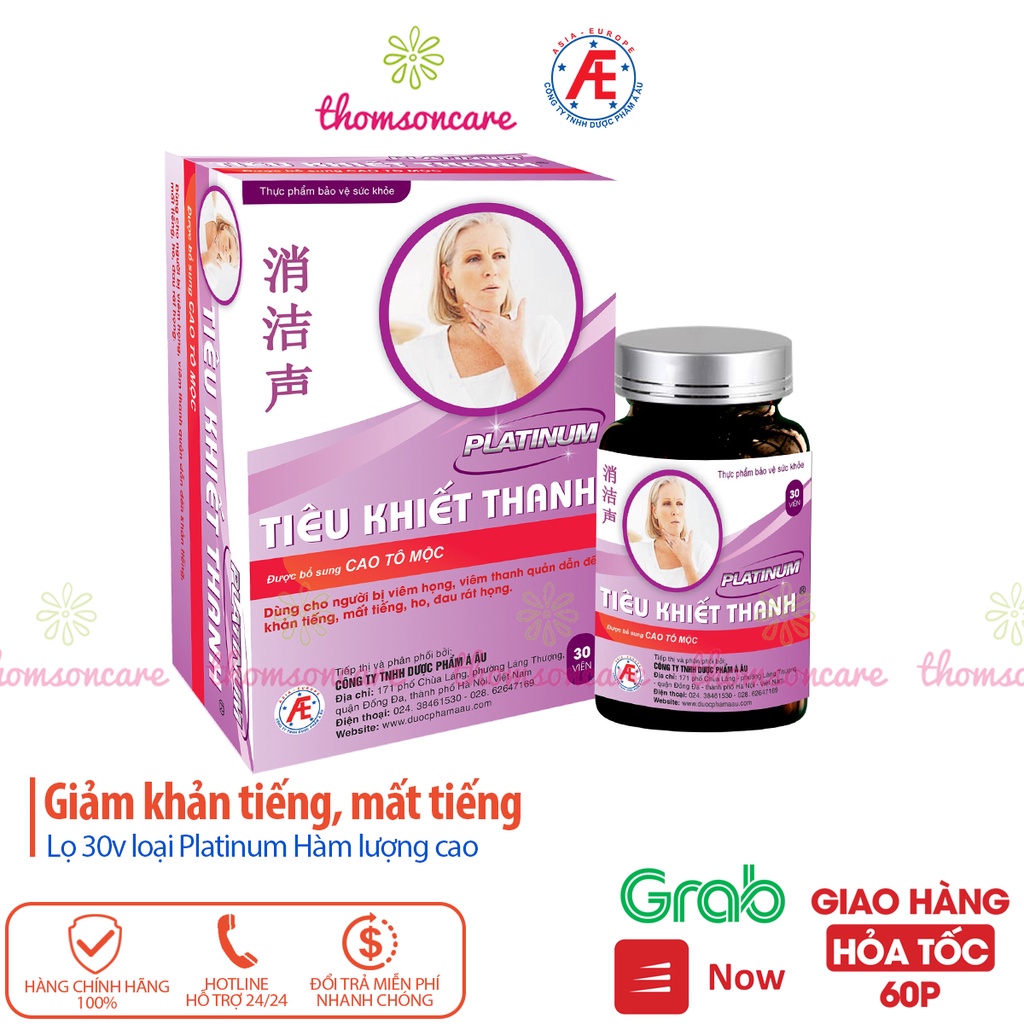 Tiêu khiết thanh Platinum Hàm lượng cao  hơn lọ 30 viên mẫu mới  giảm khản tiếng mất giọng