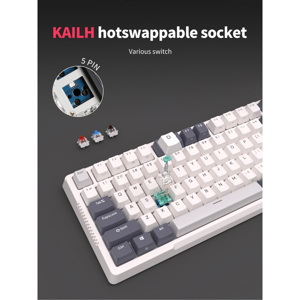 Bàn Phím Cơ RK H81 RK Royal Kludge 81 Cấu Trúc Ba Chế Độ Không Dây Bluetooth 2.4G 80%