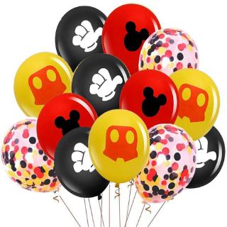 Set 12 Bong Bóng Hình Chuột Mickey Trang Trí Tiệc Sinh Nhật Cho Bé