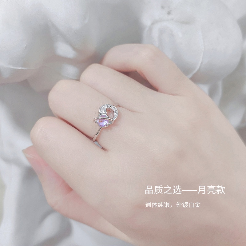 925 Silver Moon Star Ring Fashion For Women