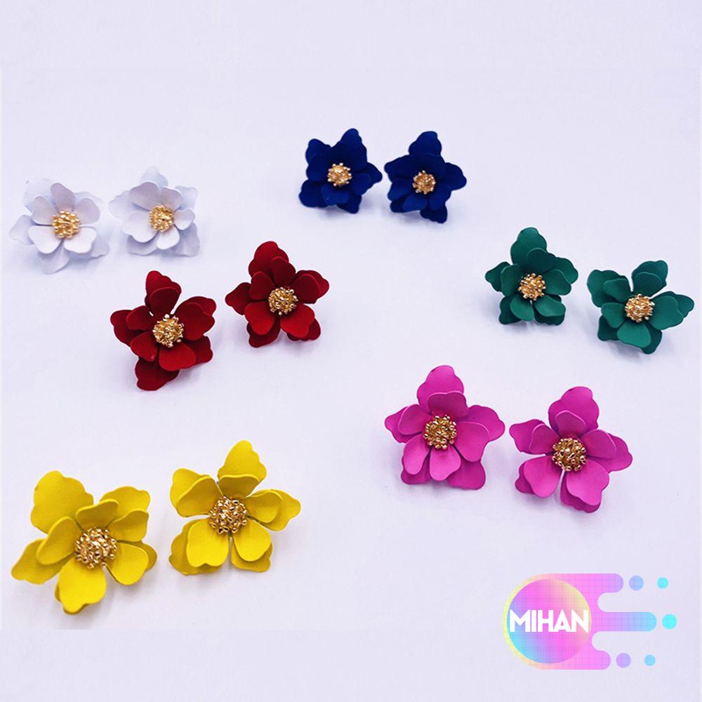 Khuyên Tai Kim Loại Hình Hoa Nhiều Màu Sắc Mihan1