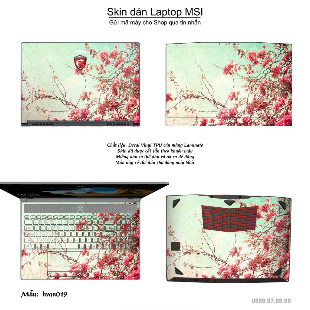 Skin dán Laptop MSI in hình Hoa văn _nhiều mẫu 4 (inbox mã máy cho Shop)