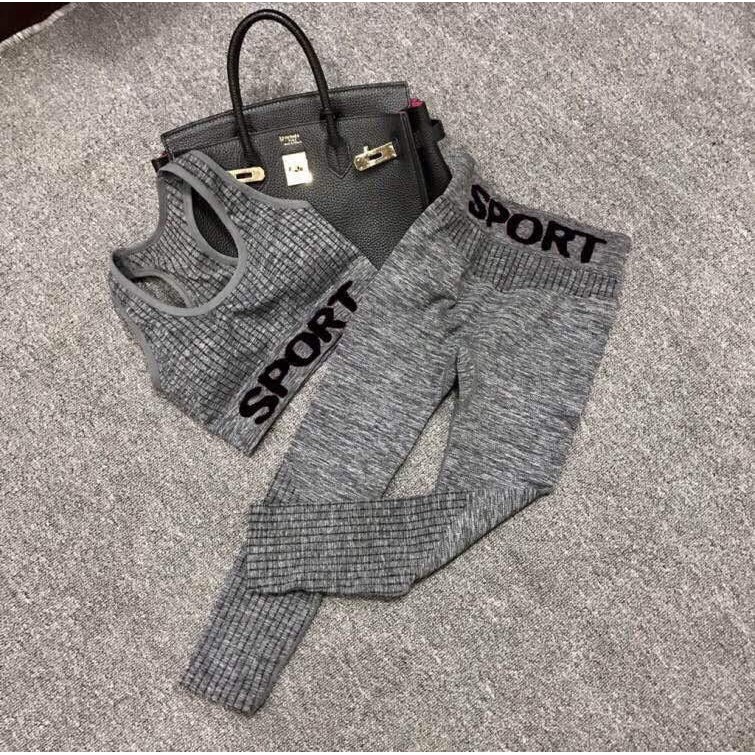 Bộ tập gym SPORT màu xám chất len-thanh lý