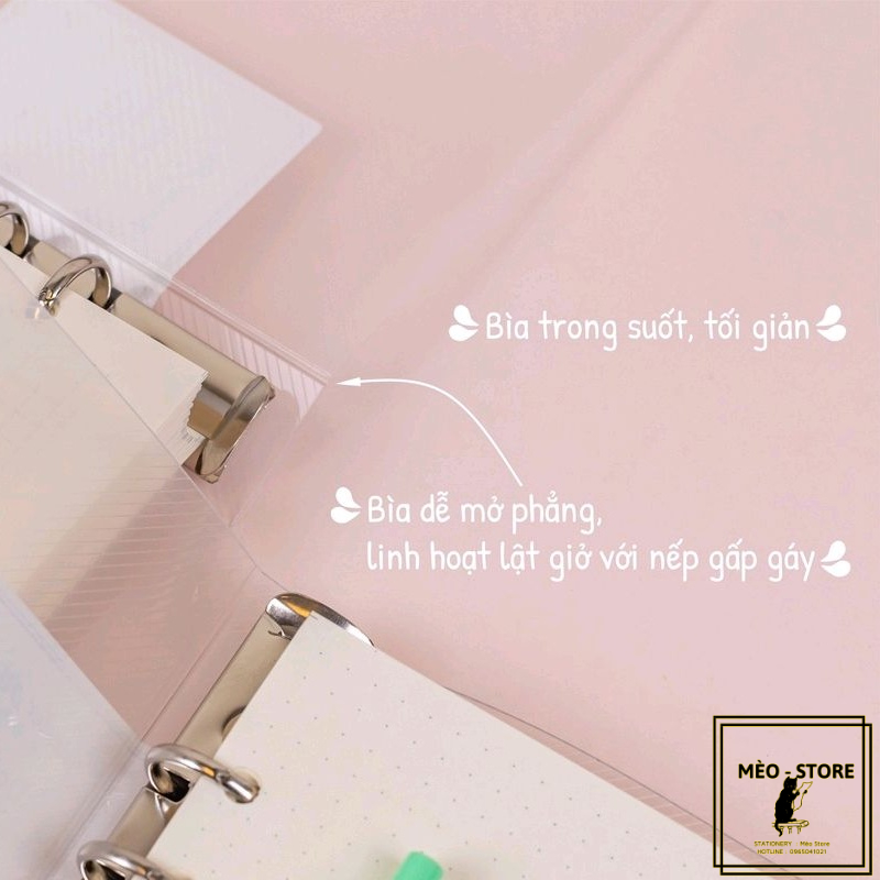 Sổ Binder File Caro nhựa kẹp còng A5, Sổ còng A5, 100 tờ, 120gsm
