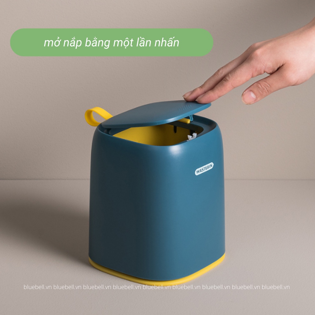 Thùng Rác Mini Để Bàn, Phòng Khách, Bếp-Wastebin Sọt Rác Cỡ Nhỏ Dễ Thương Để Trên Xe Ô Tô BlueBell