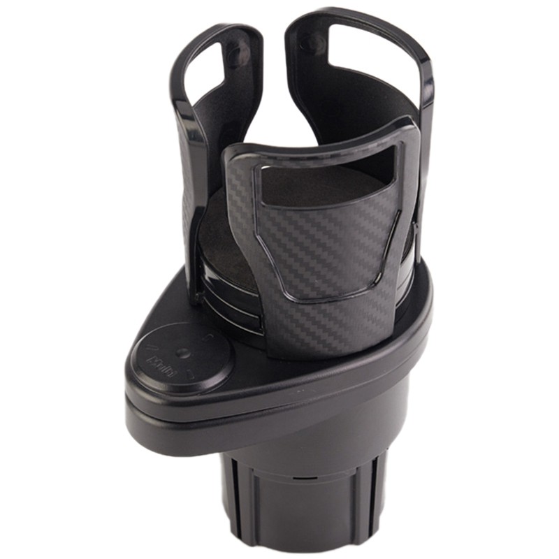 2 in 1 Cup Holder Slip-Proof 360 Degree Rotating Multifunctional Cup Holder with 16Pcs Sponge Mat Carbon Fiber Pattern