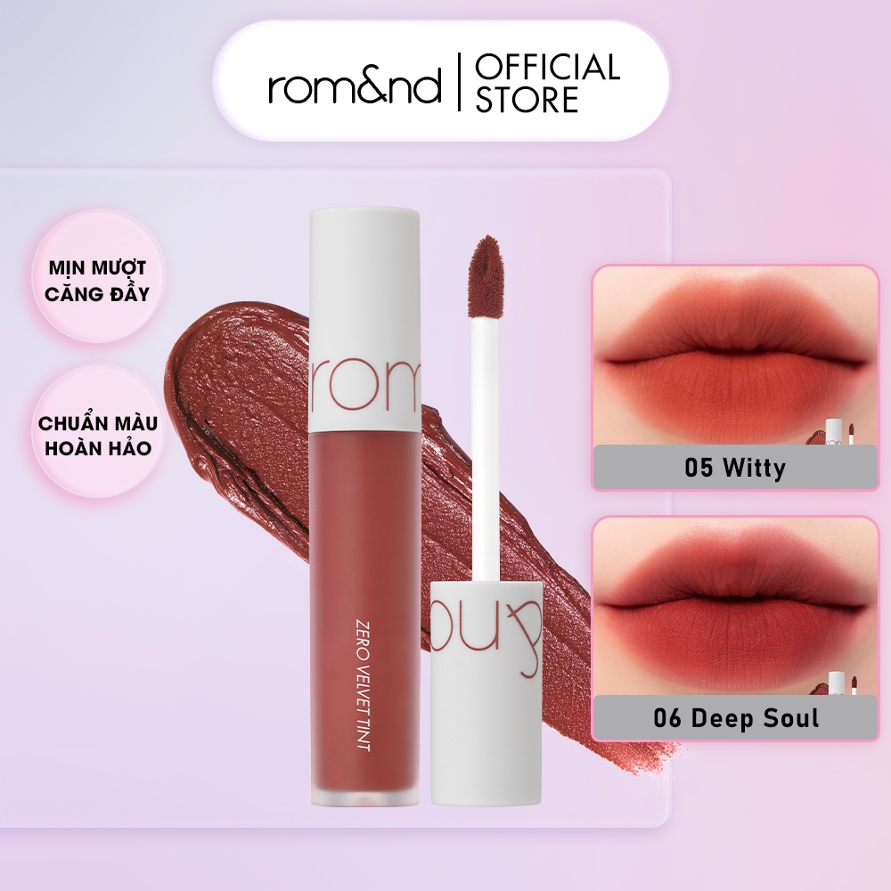 [Rom&amp;nd] [Màu 1-11] Son kem lì cực nhẹ môi Hàn Quốc Romand Zero Velvet Tint 5.5g