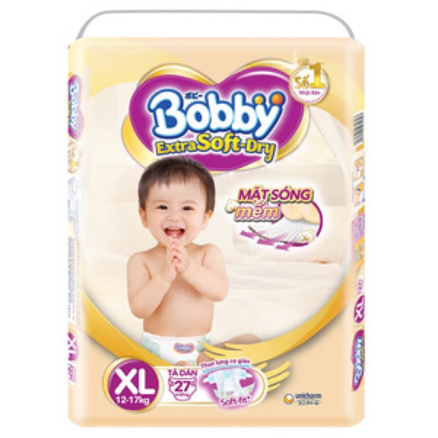 Bỉm - tã dán bobby extra soft- dry cao cấp size XL