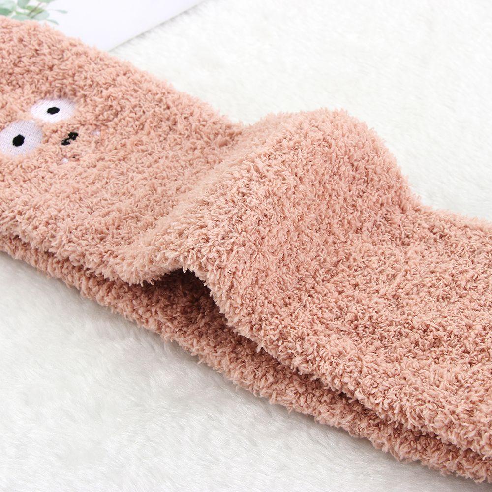 Vớ Nhung San Hô Mềm Mại Giữ Ấm Mùa Đông In Họa Tiết Thú Hoạt Hình