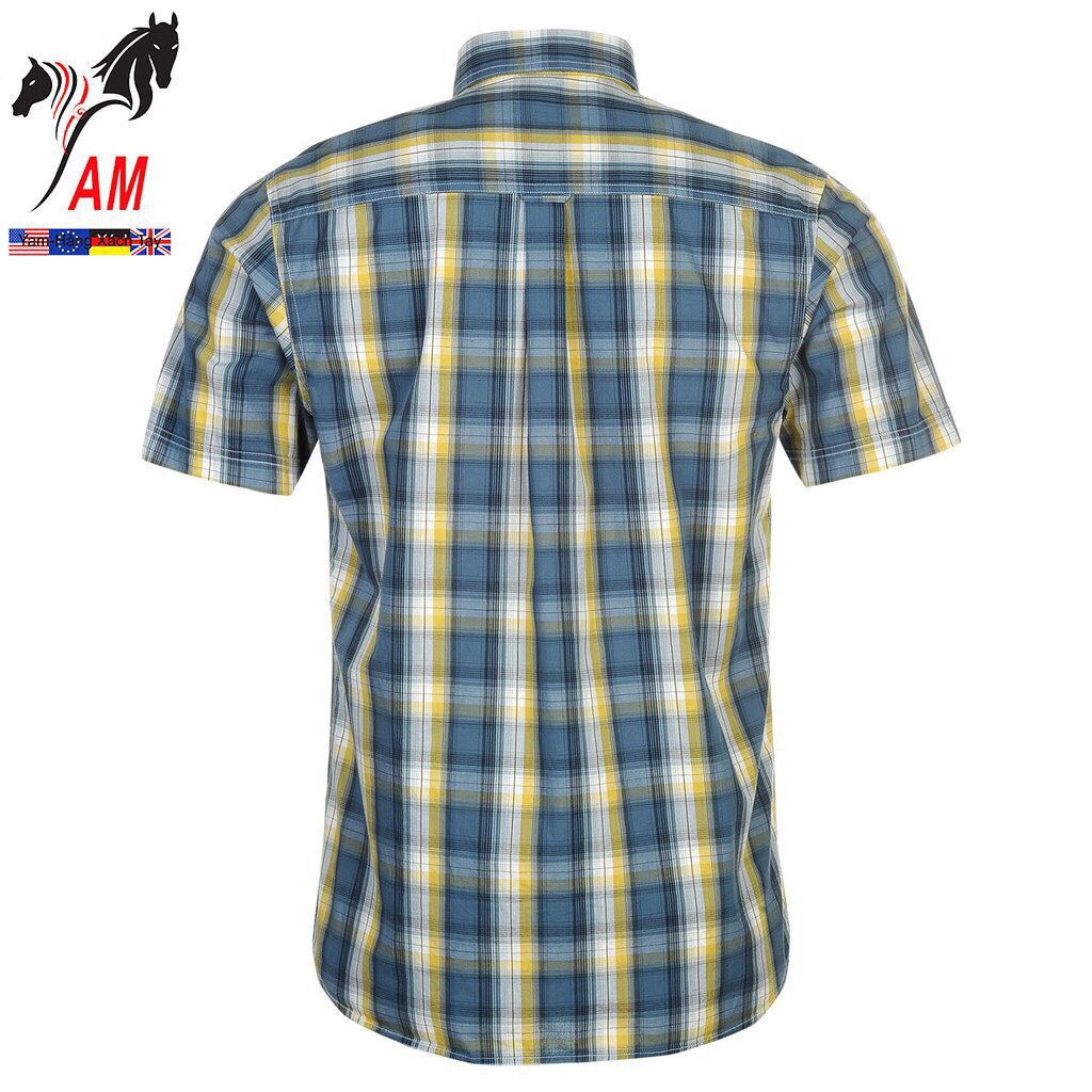 [100% cotton] Áo Sơ Mi Nam Ngắn Tay PIERRE Cardin Short Sleeve Cham Shirt Mens (Blue/vàng- Size EU - UK) | BigBuy360 - bigbuy360.vn