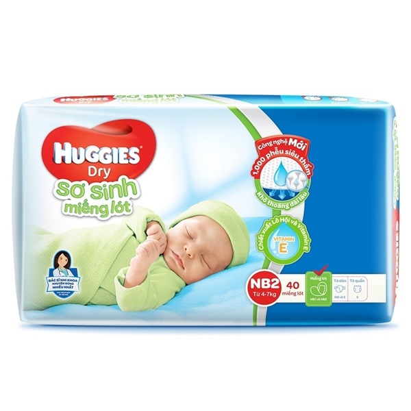 Bỉm dán Huggies miếng lót sơ sinh NB1, NB2