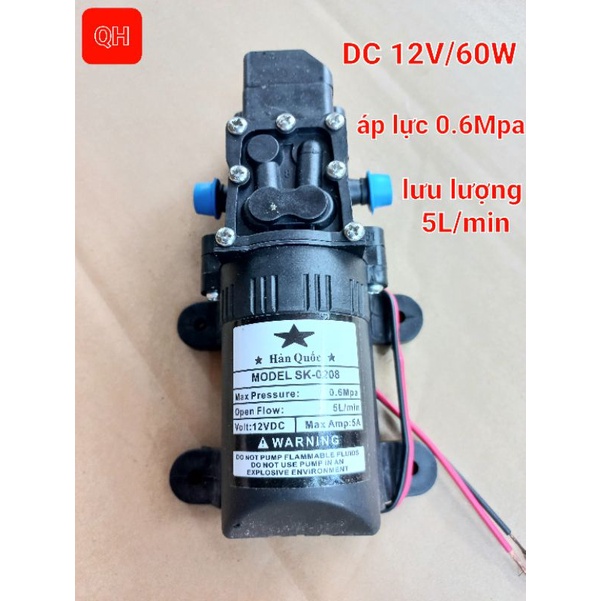 Máy bơm tăng áp mini 12v, Máy bơm phun sương 12v tưới cây cảnh ( Dùng điện Ắc qui 12V)