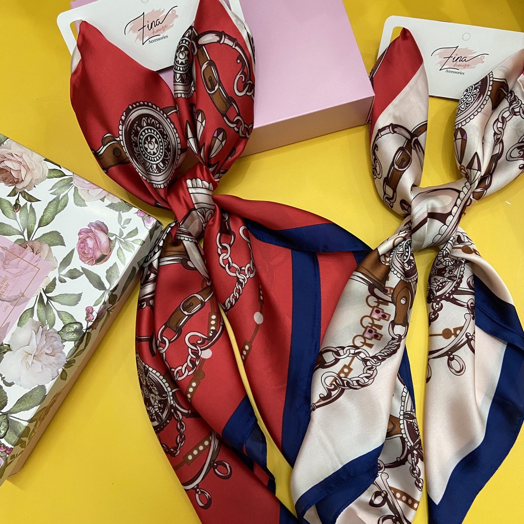 Khăn lụa vuông bản to 90x90cm - khăn choàng thời trang quà tặng