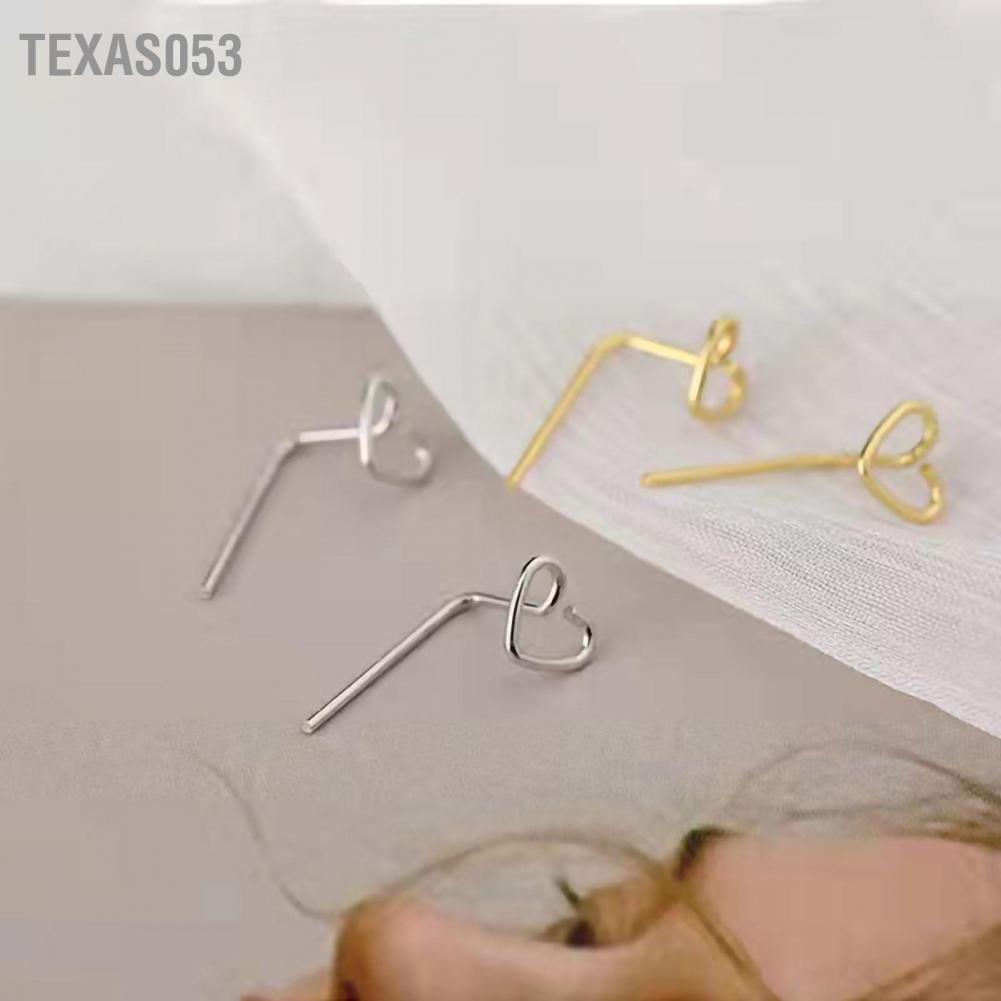 Hàng Sẵn Đôi khuyên tai mặt hình trái tim nhỏ gọn thời trang Hoa tai Stud hình trái tim Sáng bóng Thiết kế tinh tế thời trang【Texas053】