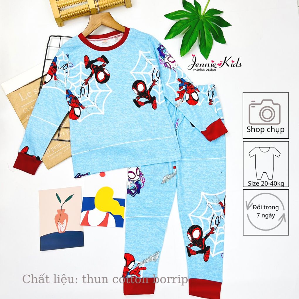 Bộ bé trai, đồ bộ bé trai dài tay size đại thun cotton VNXK Jennie kids J464