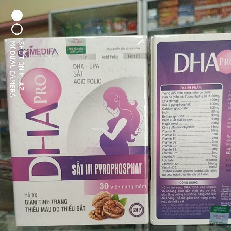 Combo2hộp Bổ bà bầu DHA IQ Pro sắt không táo bón bổ sung vitamin sắt tăng sức đề kháng cho mẹ và bé