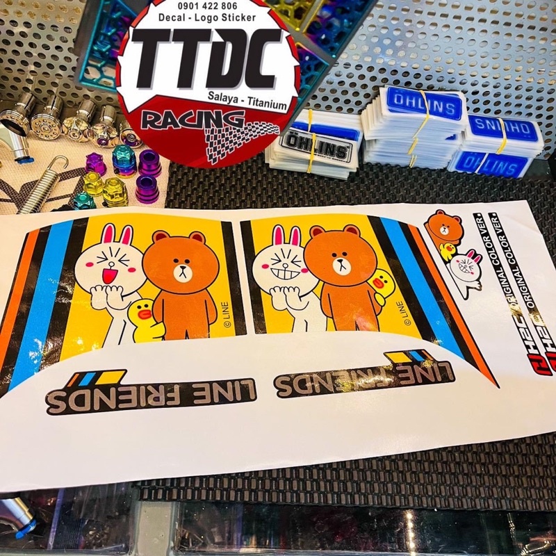 Tem Scoopy Limited phiên bản Gấu Line chất liệu camay nhũ kim cao cấp