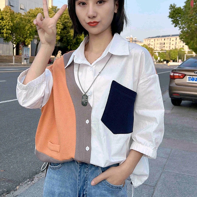 Áo Sơ Mi Cotton Tay Lửng Dáng Rộng Màu Trắng Cài Nút Thời Trang Thanh Lịch Cho Nữ