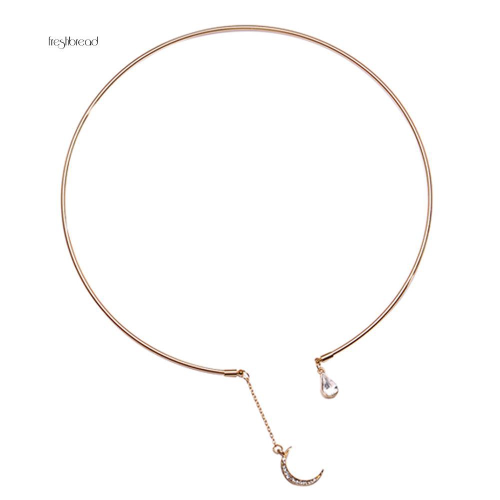 Vòng cổ choker hình mặt trăng đính đá phong cách thanh lịch dành cho nữ