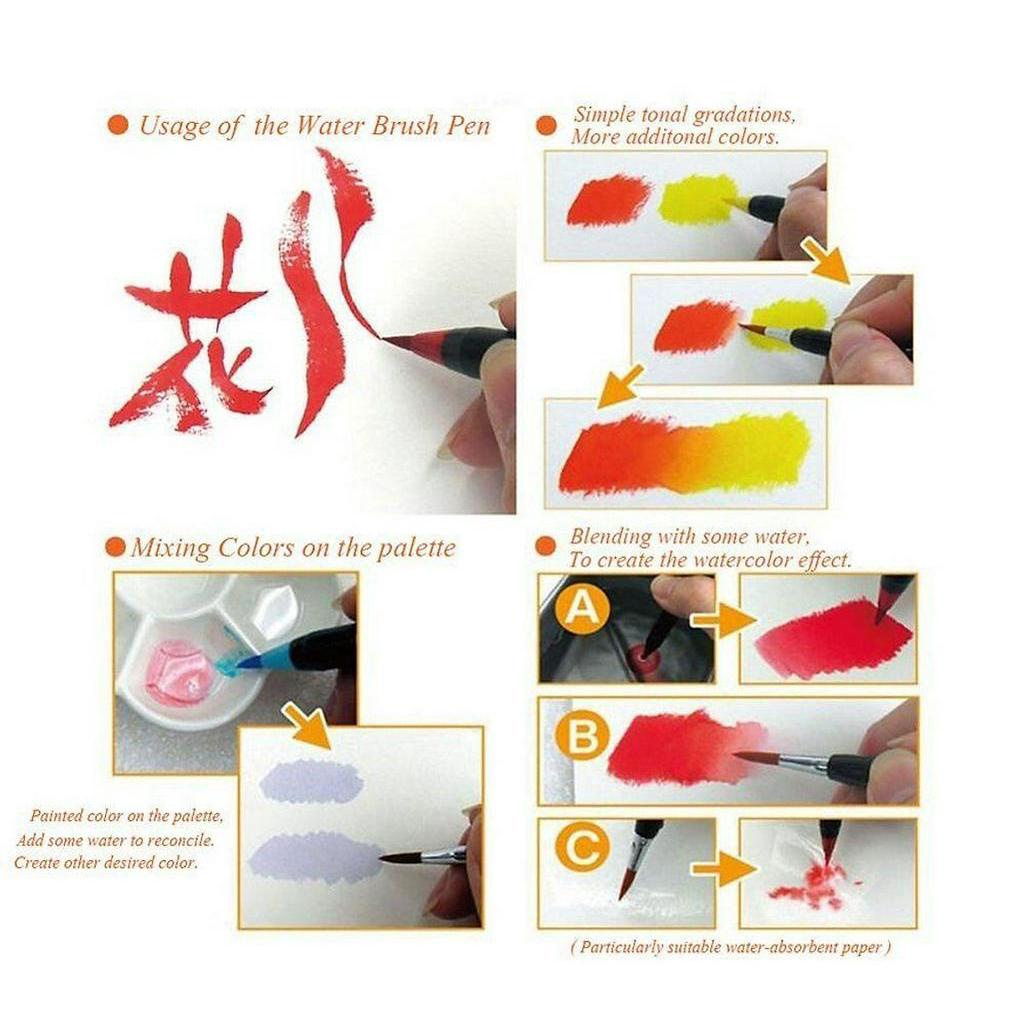 Bút lông màu nước cao cấp  Water Color Brush Pen, Bộ 20 bút nước  (Tặng 1 cọ Water Brush ) - Chính Hãng - Vinbuy