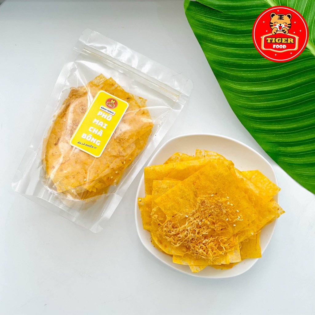 Bánh tráng phô mai chà bông 💖TIGER FOOD💖 Siêu phẩm bánh tráng phô mai miếng chà bông gói 80g - Đồ ăn vặt sài gòn