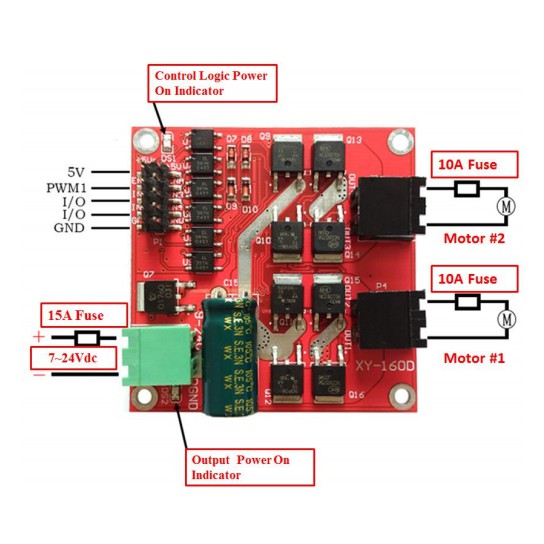 Module mạch cầu H điều khiển động cơ công suất cao XY-160D (2 mạch cầu H, mỗi cầu H 7 AMPE - 160W)