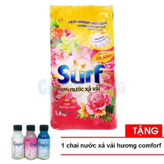 Xà bông giặt đồ Surf - Bột giặt surf 5.5kg Tặng 1 chai nước xả hương Comforf mùi tự chọn