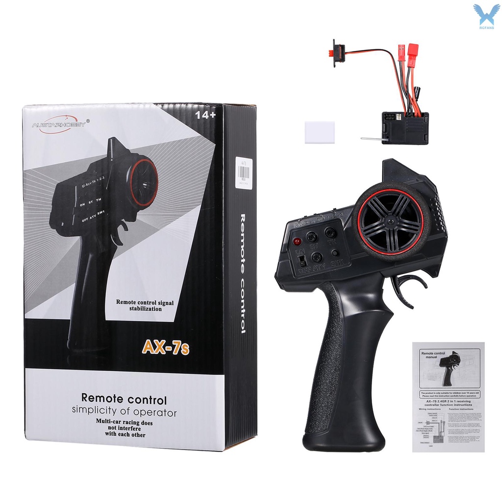 Bộ điều khiển từ xa Rs AUSTAR AX-7S 2.4G ESC 2 trong 1 cho xe hơi RC thuyền RC 1/ 14 1/ 16 1/ 18 1/ 24 1/ 28 1/ 32