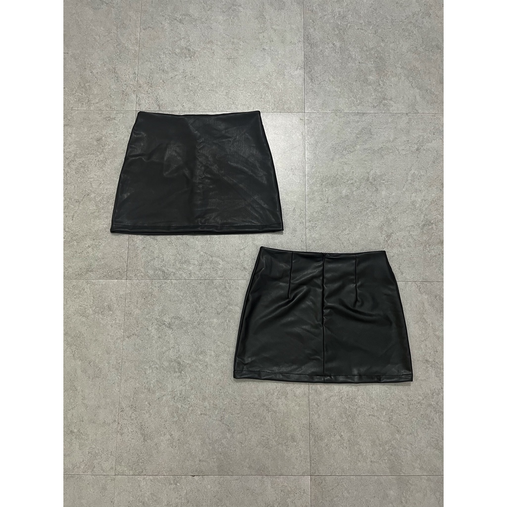 Chân váy da nữ lưng thấp HHVINTAGE chất liệu da cao cấp co giãn V03