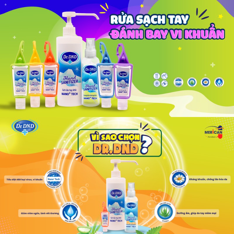 Nước Rửa Tay Khô Diệt Khuẩn Gel Xịt Sát Khuẩn Ion Bạc Thêm Vitamin E Chiết Xuất Hoa Cúc Mềm Mại Da Tay Dr.DnD | BigBuy360 - bigbuy360.vn