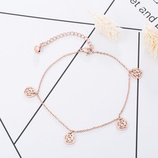 Korean rose gold classic double-sided titanium steel 18K gold anklet, the quality does not fade, the new product is beautiful and fashionable