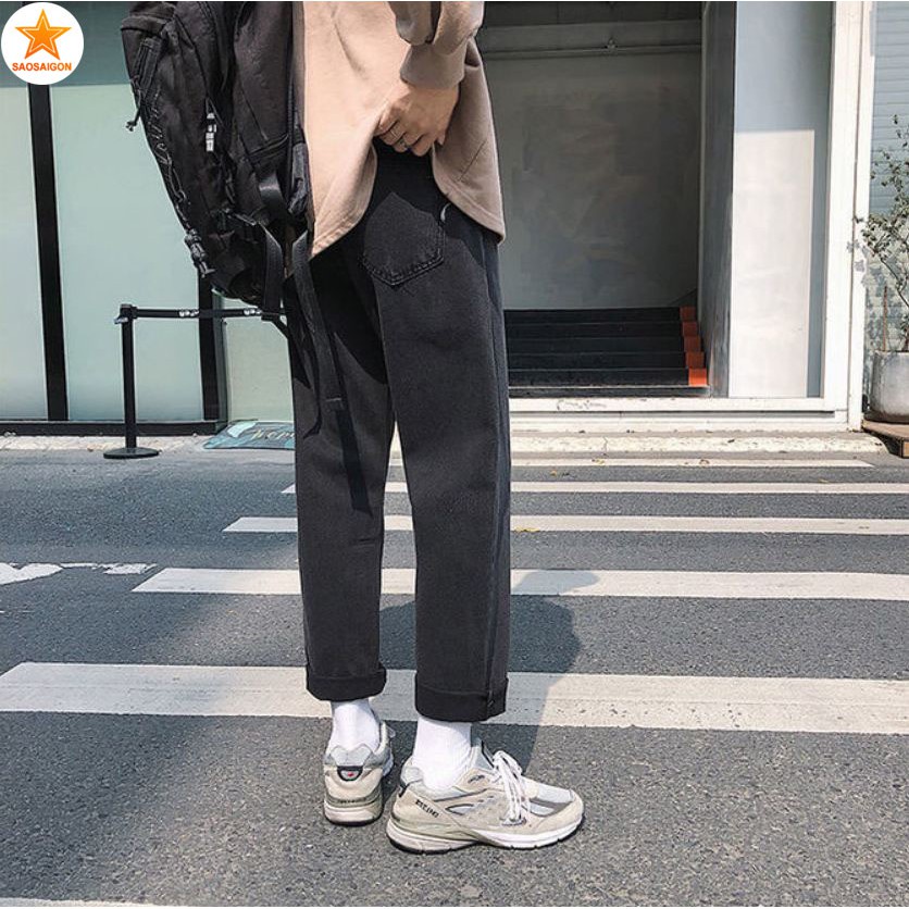 Quần jean baggy, quần bò ống suông nam nữ dày dặn, vải mềm - OMAN QJ011 | BigBuy360 - bigbuy360.vn