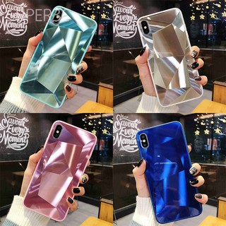Ốp Điện Thoại Tráng Gương Họa Tiết Vân Kim Cương 3D Sang Trọng Cho Samsung Galaxy A21S A11 A21 A31 A41 A80