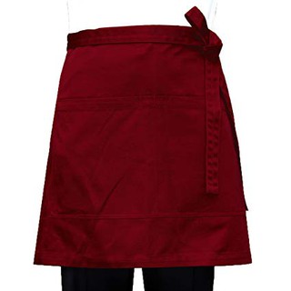 Tạp dề ngắn kaki trơn màu đỏ đô
