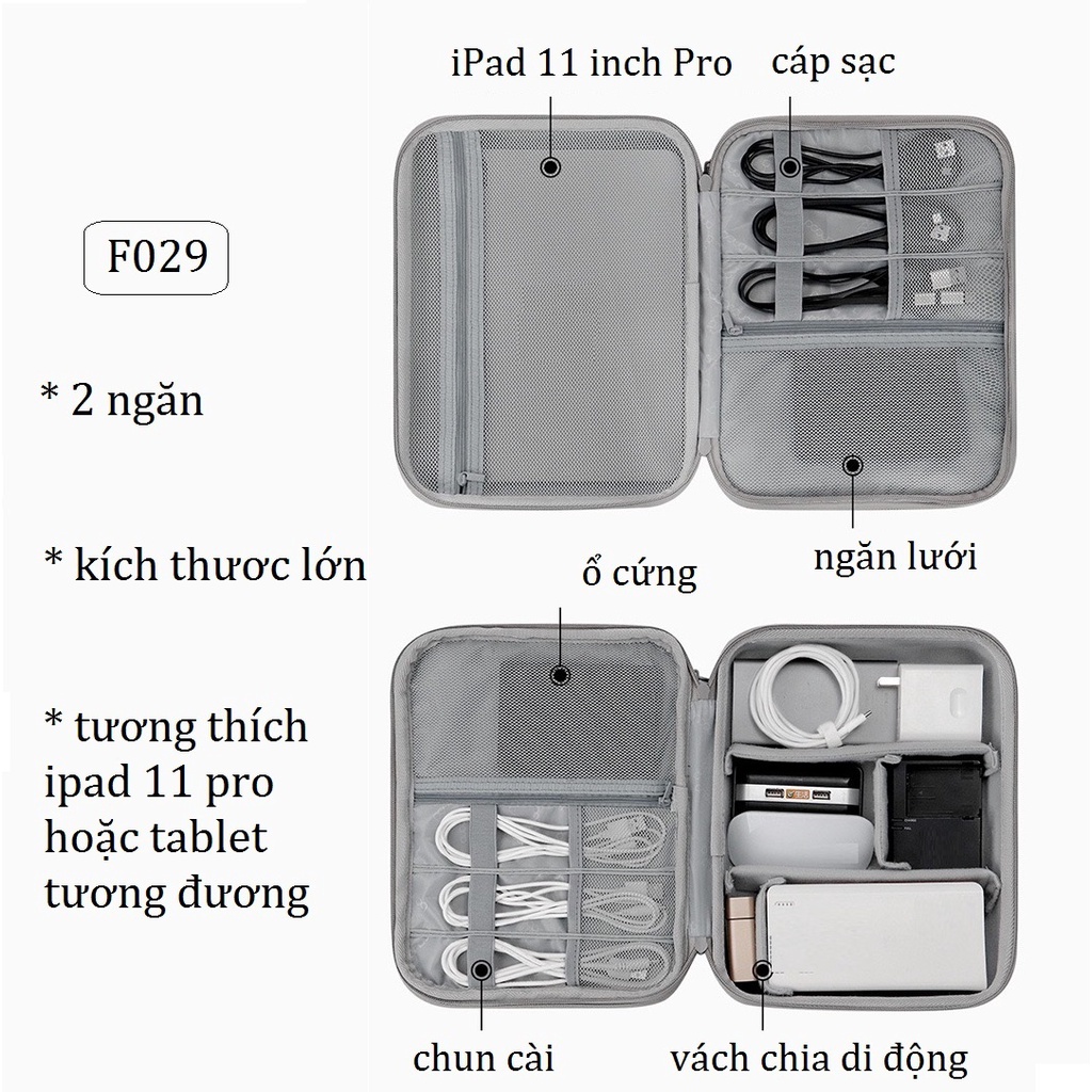 Túi đựng phụ kiện công nghệ, máy tính bảng ipad, đồ trang điểm, mỹ phẩm BAONA  F011 F029 phom cứng cáp chống sốc cực tốt