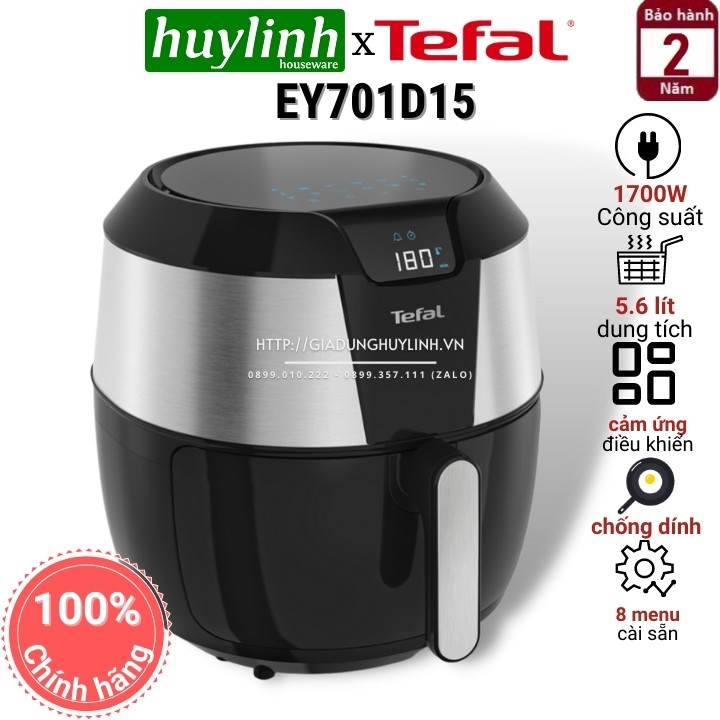 [Mã ELHAMS5 giảm 6% đơn 300K] Nồi chiên không dầu điện tử Tefal EY701D15 - 5.6 lít - 1700W