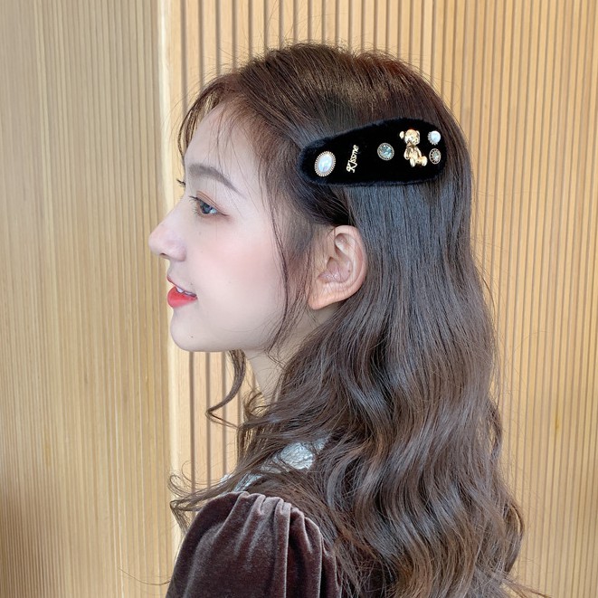 [Mã FASHIONCB194 giảm 10K đơn bất kỳ ] New Plush Hairpin Pearl Bear Hairpin Fashion Cute Hairpin Jewelry